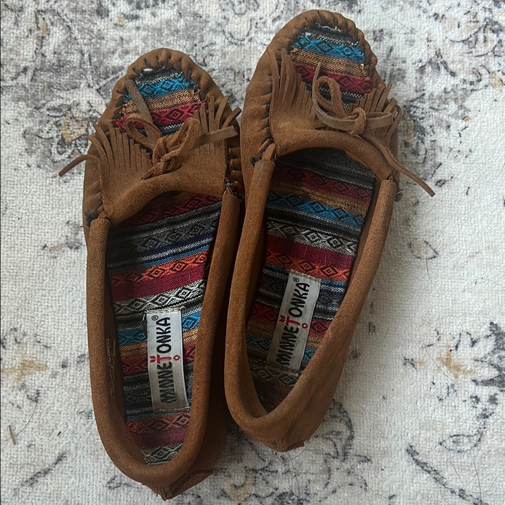 Minnetonka Brown Suede Moccasins with Cushioned Interior